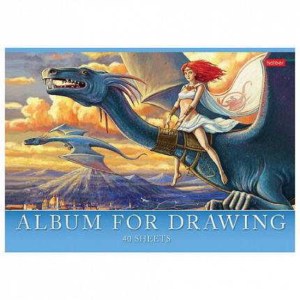 Альбом для рисования, А4, 40 л., скоба, обложка картон, HATBER, 205х290 мм, "Ассорти 2" (5 видов), 40А4В