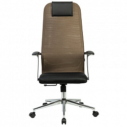 Кресло BRABIX PREMIUM "Ultimate EX-801" хром, плотная двойная сетка Х2, черное/коричневое, 532920