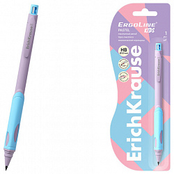 Карандаш механический 2 мм, ERICH KRAUSE "ErgoLine Kids Pastel", HB, с точилкой, блистер, 63834
