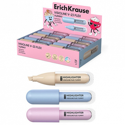 Текстовыделитель ERICH KRAUSE Visioline V-23 Flex Yummy, с гибким наконечником, цвет, 63554