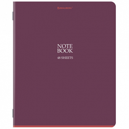 Тетрадь А5, 48 л., BRAUBERG, скоба, клетка, SoftTouch, "NoteBookMono", (микс в спайке), 405325
