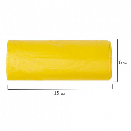 Мешки для раздельного сбора мусора 60 л желтые в рулоне 20 шт., ПНД 10 мкм, 58х68 см, LAIMA, 606701, 3804