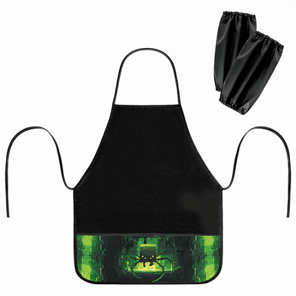 Фартук с нарукавниками для уроков труда BRAUBERG, 3 кармана, 46x54 см, Digital spider, 273644