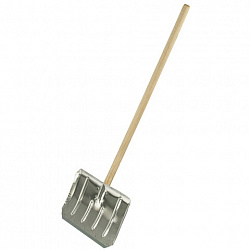 Лопата снеговая 49х30см, алюминиевая усиленная ребрами жесткости, ДЕРЕВЯННЫЙ черенок 120см, армирующая металлическая планка на клепках, ЛТСЕ