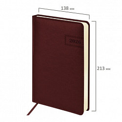 Ежедневник датированный 2026 А5 138x213 мм, BRAUBERG "Imperial", под кожу, коричневый, 117061