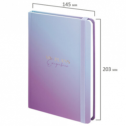 Ежедневник недатированный с резинкой А5 (145х203 мм), BRAUBERG, твердый, 128 л., "Градиент", 114557