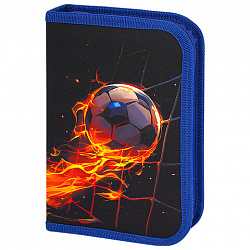 Пенал BRAUBERG, 1 отделение, 2 откидные планки, полиэстер, 21х14 см, "Burning ball", 273529