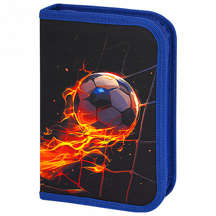 Пенал BRAUBERG, 1 отделение, 2 откидные планки, полиэстер, 21х14 см, "Burning ball", 273529