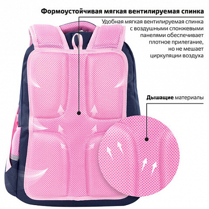 Рюкзак ЮНЛАНДИЯ COMPLETE с пеналом в комплекте, эрго-спинка, "Милая лисичка", 42х29х14 см, 270664