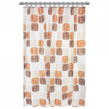 Шторка для ванной PEVA, 180х200 см, кольца в комплекте, дизайн ассорти, ФИГУРЫ, PRIMILA (ПРИМИЛА), 700075