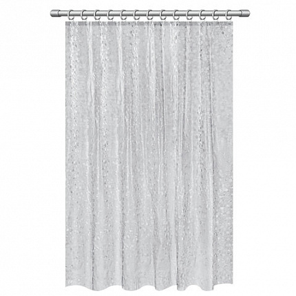 Шторка для ванной EVA, 180х200 см, кольца в комплекте, СЕРАЯ ЛЕДЯНАЯ СВЕЖЕСТЬ, PRIMILA (ПРИМИЛА), 700101