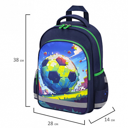 Рюкзак ПИФАГОР SCHOOL, 1 отделение, 3 кармана, "Football match", 38x28х14 см, 273171