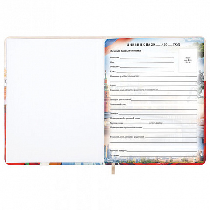 Дневник 1-11 класс 48 л., кожзам (твердая), печать, цветной блок, BRAUBERG, "Великие Люди", 107232