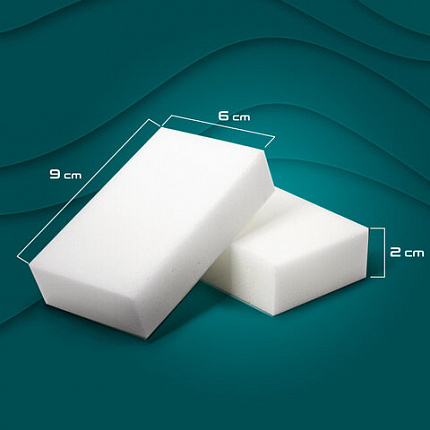 Губка-ластик МЕЛАМИНОВАЯ для удаления пятен, для чистки кухни, уборки, обуви, 9х6х2 см, КОМПЛЕКТ 12 шт., полибэг, LAIMA, 608954