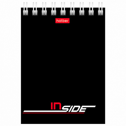 Блокнот МАЛЫЙ ФОРМАТ А7 75х105 мм, 40 л., гребень, картон, клетка, HATBER, "INSIDE Стиль", 004691, 40Б7B1гр_01622