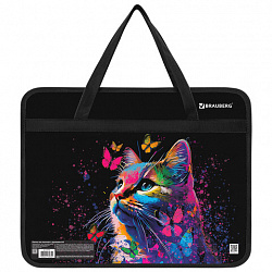 Папка на молнии с ручками BRAUBERG А4, 1 отделение, пластик, 80 мм, "Butterfly catcher", 272165