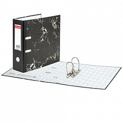 Папка-регистратор ШИРОКИЙ КОРЕШОК 90 мм с мраморным покрытием, черная, BRAUBERG, 271833