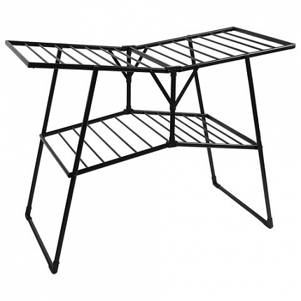 Сушилка напольная для белья раскладная, 4 зоны, 2 уровня, 22 метра, LAIMA HOME QUATRO BLACK, 700475