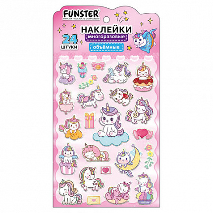 Наклейки объемные "Яркий микс", 19х13,5 см, ассорти 12 видов, FUNSTER (ФАНСТЕР), 666087