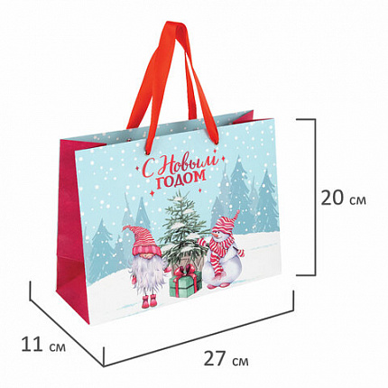 Пакет подарочный (1 штука) новогодний 27х11х20 см, "Artpaper Wide #1", ассорти, ЗОЛОТАЯ СКАЗКА, 592117
