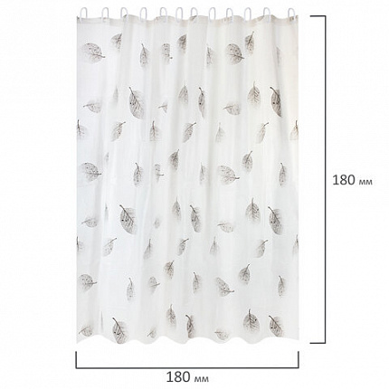Шторка для ванной PEVA, 180х180 см, кольца в комплекте, дизайн ассорти, РАСТЕНИЯ, PRIMILA (ПРИМИЛА), 700076