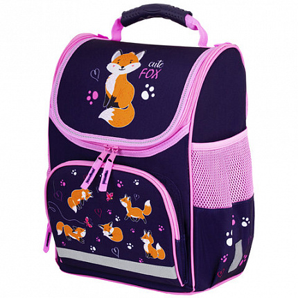 Ранец ПИФАГОР BASIC, 1 отделение, 3 кармана, эргономичная спинка, "Playing foxes", 35х28х18 см, 273136