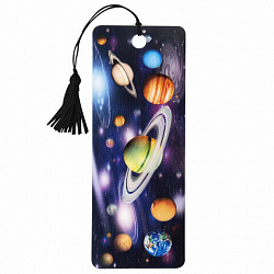 Закладка для книг с линейкой 3D-ОБЪЕМНАЯ BRAUBERG, "Вселенная", с декоративным шнурком, 125757