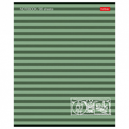 Тетрадь А5, 96 л., HATBER, скоба, линия, обложка картон, "ПОЛОСОЧКИ" (микс), 033678, 96Т5B2