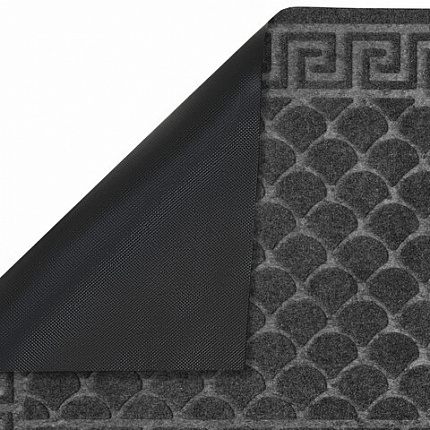 Коврик придверный 60х90 см, СЕРЫЙ, грязезащитный, 430 г/м2, фактурный рисунок ЧЕШУЙКИ, ЛЮБАША, 701061