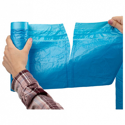 Мешки для мусора с завязками LAIMA "ULTRA" 60 л, синие, рулон 20 шт., прочные, ПНД 18 мкм, 60х70 см, 607692