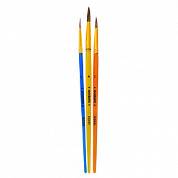 Кисти ПОНИ набор 3 шт. (круглые № 2,3,4), пакет с европодвесом, ЮНЛАНДИЯ, 201073