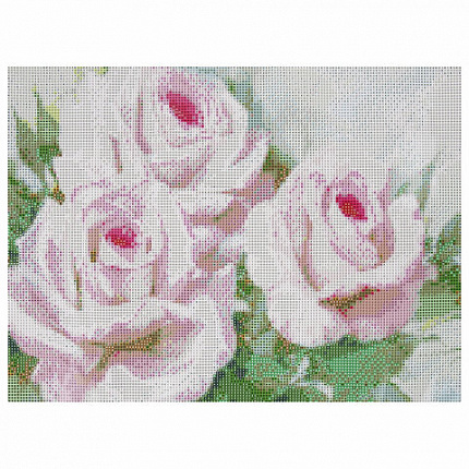 Картина стразами (алмазная мозаика), 30х40 см, ОСТРОВ СОКРОВИЩ "Бело-розовые розы", без подрамника, 663855