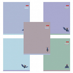 Тетрадь А5 48 л., HATBER скоба, клетка, Soft-touch ламинация, "Мышонок Creepy" (микс в спайке), 092145, 48Т5лВ1