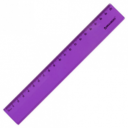 Линейка пластиковая 20 см BRAUBERG "FRUITY", тонированная, ассорти, 210766
