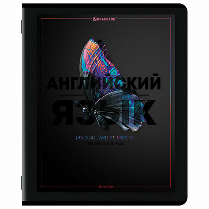 Тетради предметные, КОМПЛЕКТ 12 ПРЕДМЕТОВ, 48 л., матовая ламинация, лак, BRAUBERG "MAJESTIC BLACK", 405177