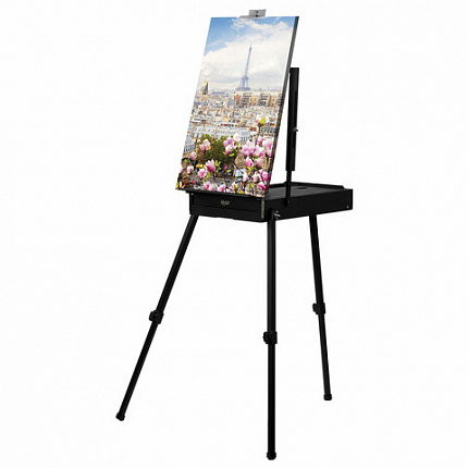 Этюдник-мольберт BRAUBERG ART PREMIERE, алюминиевые ножки, холст до 82 см, черный, 191755