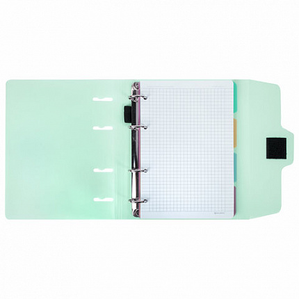 Тетрадь на кольцах А5 175х220мм, 120л, пластик, на липучке, с разделителями, BRAUBERG, Черный, 404638