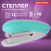 Степлер №10 BRAUBERG "Original", до 12 листов, с антистеплером, бирюзовый, 227765