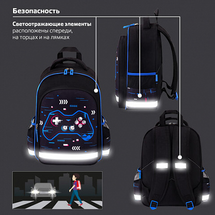 Рюкзак ПИФАГОР SCHOOL, 1 отделение, 3 кармана, "Lucky gamer", 38x28х14 см, 273172