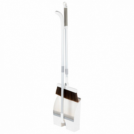Совок для мусора КОМПЛЕКТ щетка + рукоятка совка 84см, щетки 63-108 см телескоп, магнитный держатель, бело-серый, колорбокс, DASWERK, 608950