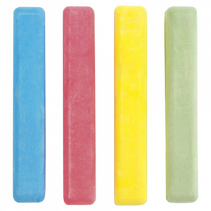 Мел цветной ПИФАГОР, набор 4 шт., квадратный, 221977