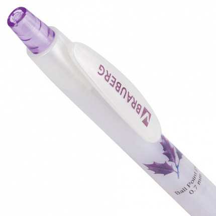 Ручка шариковая автоматическая с грипом BRAUBERG "Herb Time", СИНЯЯ, корпус ассорти, узел 0,7 мм, линия 0,35 мм, синяя, 141286