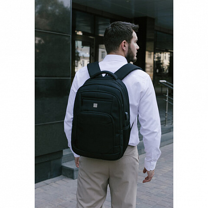 Рюкзак HEIKKI SECURE (ХЕЙКИ) универсальный, 2 отделения, отделение для ноутбука, черный, 46x31x19 см, 273894