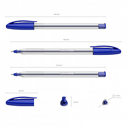 Ручка шариковая ERICH KRAUSE "U-108 Stick Classic", СИНЯЯ, узел 1 мм, линия 0,3 мм, 47564
