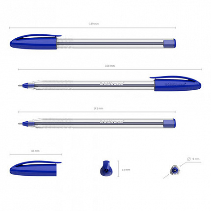 Ручка шариковая ERICH KRAUSE "U-108 Stick Classic", СИНЯЯ, узел 1 мм, линия 0,3 мм, 47564