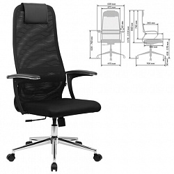 Кресло BRABIX PREMIUM "Ultimate EX-801" хром, плотная двойная сетка Х2, черное, 532917