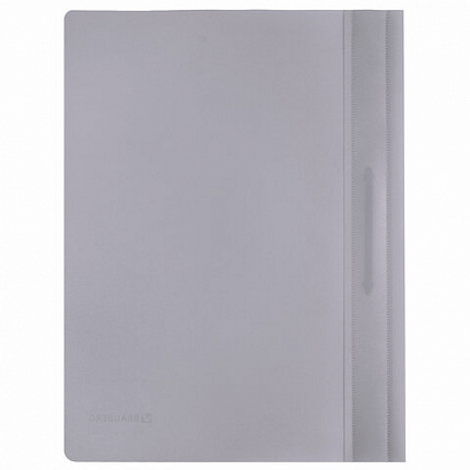 Скоросшиватель пластиковый BRAUBERG, А4, 130/180 мкм, серый, 220387