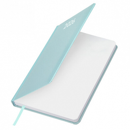 Ежедневник датированный 2026, А5, 138x213 мм, BRAUBERG "Profile", балакрон, мятный, 117074