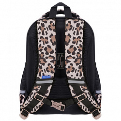 Ранец BRAUBERG STABLE, 2 отделения, с брелком, "Curious leopard", 36х28х16 см, 274387