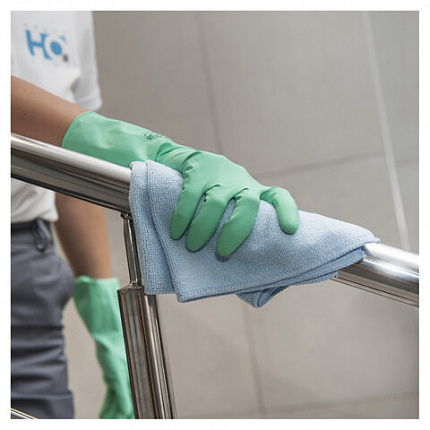 Перчатки латексные КЩС, сверхпрочные, плотные, хлопковое напыление, размер 7,5-8, M (средний), зеленые, HQ Profiline, 73583